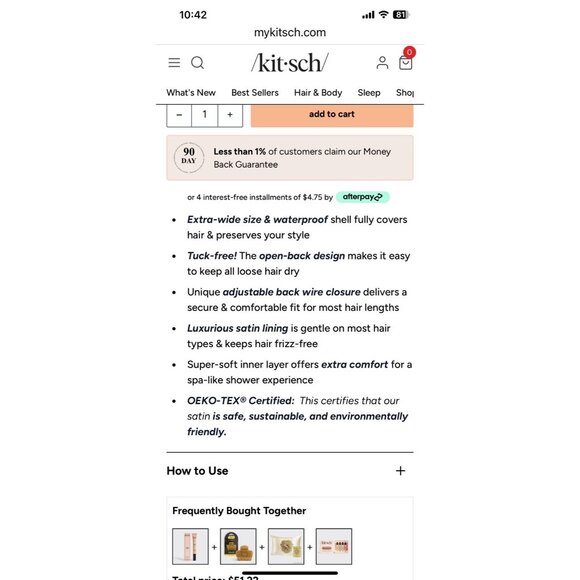 Kitsch Luxury Shower Caps for Women Reusable Waterproof - Flexi Satin Lined - Picture 8 of 8